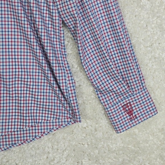 Johnnie-O Shirt Mens Medium Blue Red Plaid Button Up Prep-formance‎ Long Sleeve - Picture 2 of 12